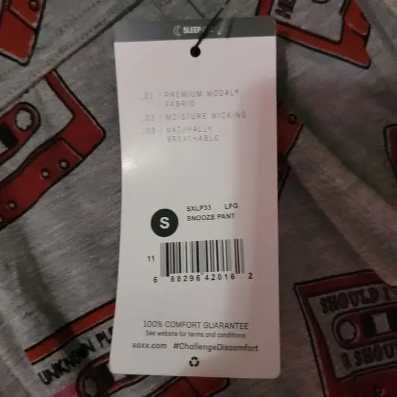Saxx Men'sS Lust For Life Snooze jogger Grey Snooze Pull on Pants Size Small